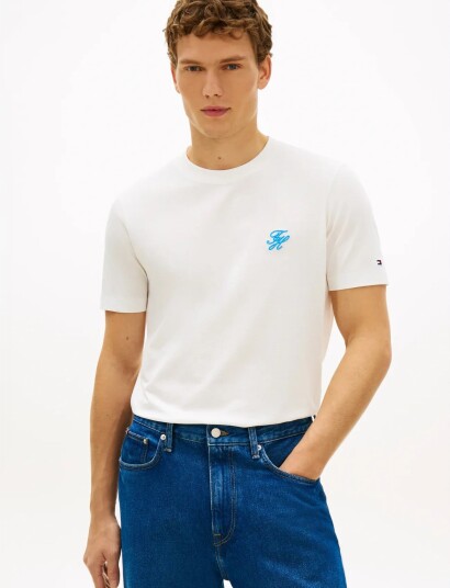 Tommy Hilfiger Script Monogram Swimshop Tee White XXL