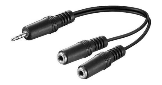 Pro MiniJack 3.5mm Lydkabel 0,2 m - 1 Hann til 2 Hunkjønn, Svart
