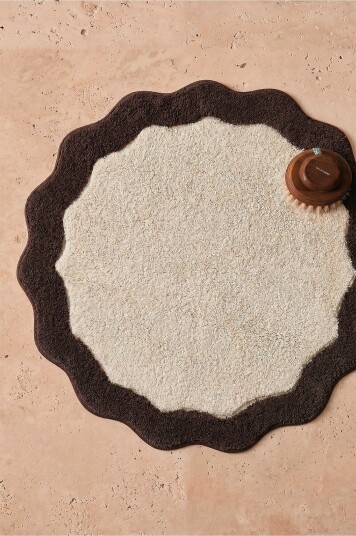 Ellos Home Badematte Scallop Round Brun Ellos Home Badematte Scallop Round Brun