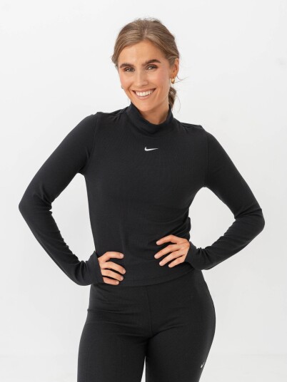 Nike Sportswear Essential Rib Mock Long Sleeve Top Sort XL
