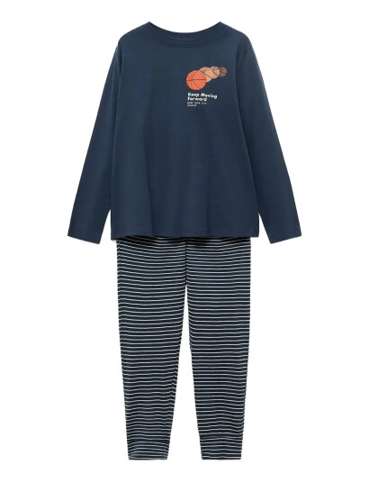 Mango Striped Long Pyjamas Navy 9-10 Mango Striped Long Pyjamas Navy 9-10
