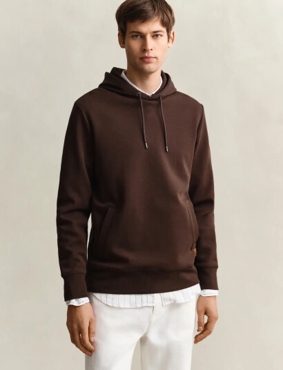 GANT Interlock Hoodie Brown XXXL