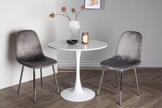 Hamden Spisegruppe 80 cm Rund med 2 Eva Stoler Lys grå