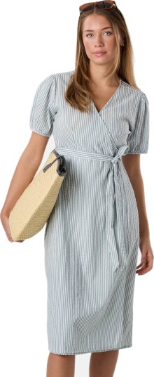 Seaside Marina Seersucker Wrap Dress W