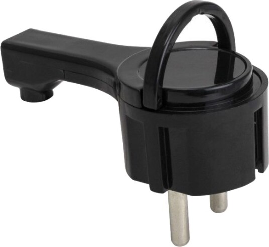 Lav vinkel Schuko-plugg med krok for trekking - Svart Lav vinkel Schuko-plugg med krok for trekking - Svart