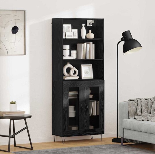 Høyskap Svart Eik 69,5 x 34 x 180 cm Konstruert tre Høyskap Svart Eik 69,5 x 34 x 180 cm Konstruert tre