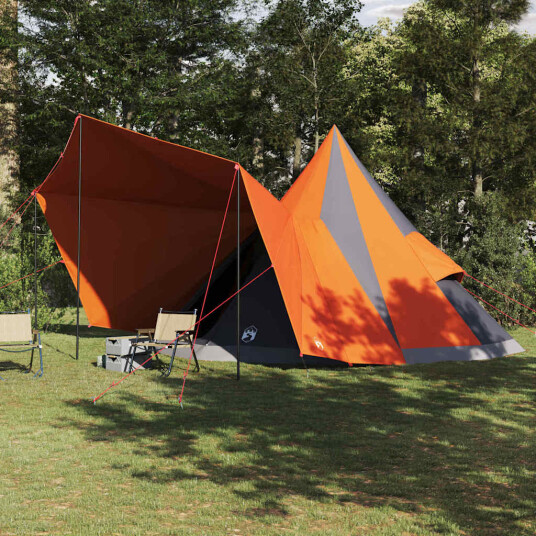 Tipi telt med tak Grå og Oransje 510 x 690 x 330 cm taft Tipi telt med tak Grå og Oransje 510 x 690 x 330 cm taft