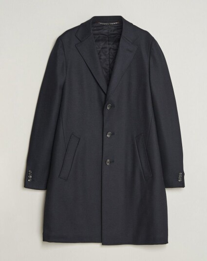 Canali Kei Wool Travel Coat Navy