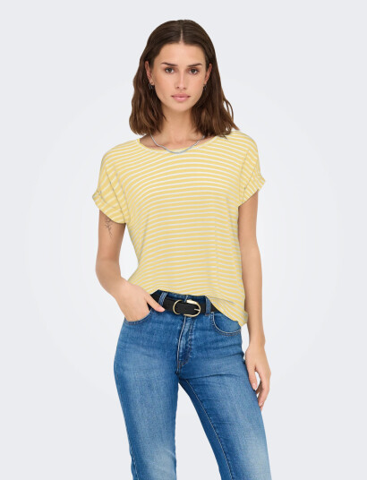 ONLY Onlmoster Stripe S/S O Neck Top Jrs Noos Yellow XS