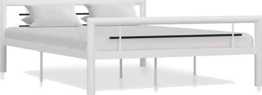  Sengeramme hvit og svart metall 160x200 cm