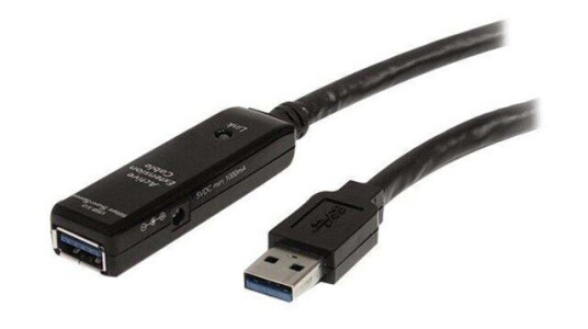 StarTech USB 3.0 Aktiv Forlengelseskabel 10m Svart
