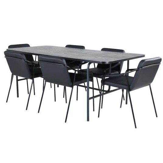 Venture Home Spisegruppe Venture Home Chicago Spisebord og Tjärö Spisestol Sort GR22406