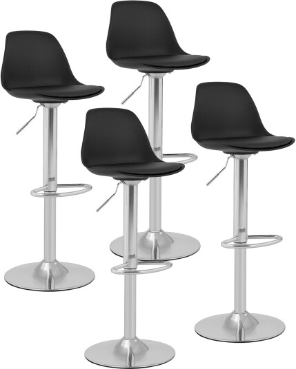 Fromm & Starck Barstol 4 stk. ryggstø fot av forkrommet stål sort 10260128