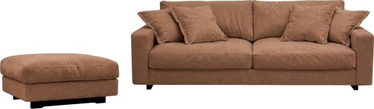 Valencia sofagruppe ekstra dyp 3 seters sofa + fotskammel i chenille Rustbrun