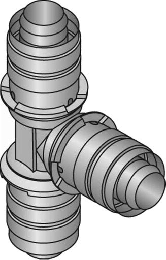 Uponor S-Press T-stykke 50 mm - Pressdel for Gulvvarme og Radiatorsystemer