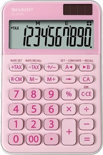 Sharp EL-M335 Desktop 10 Sifre Batteri/Solcelle Rosa