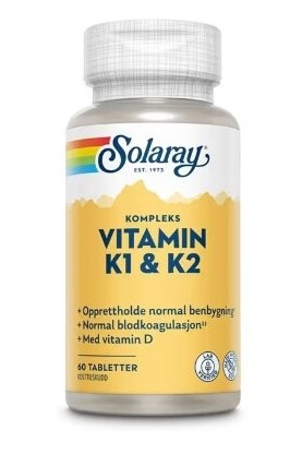 Solaray Vitamin K1 og K2 Kompleks 60 Tabletter