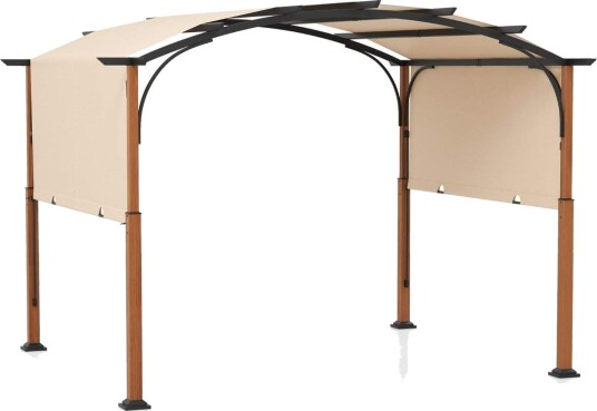 3,6 x 3 m pergola med uttrekkbart tak Vanntett stabil vintertett lysthus beige