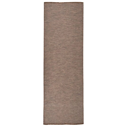 vidaXL Utendørs flatvevd teppe 80x250 cm brun
