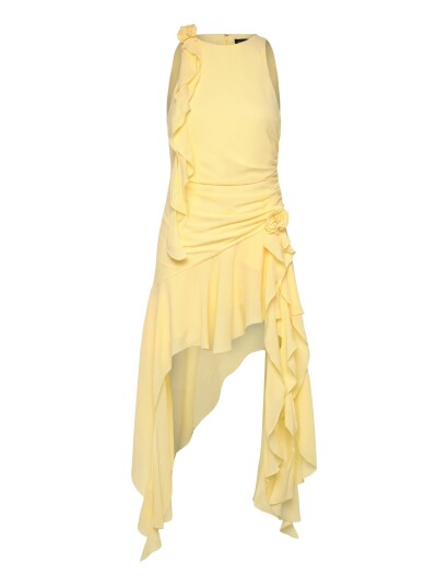 BARDOT Ivana Georgette High Low Dress |Gul |40