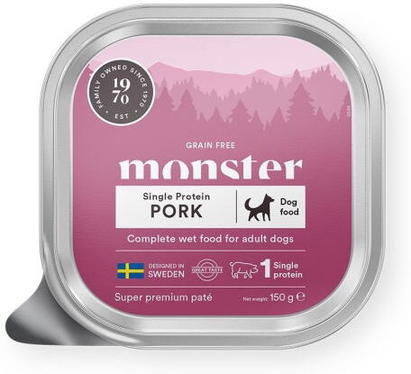 Monster Dog Paté av Svinekjøtt 150g - Våtfôr til Hundemat