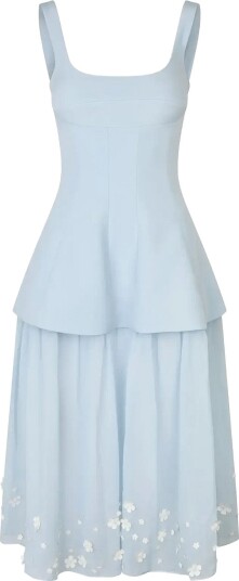 STINE GOYA Embellished Crepe Elevated Bustier Dress   LIGHT BLUE BLOOM   XL
