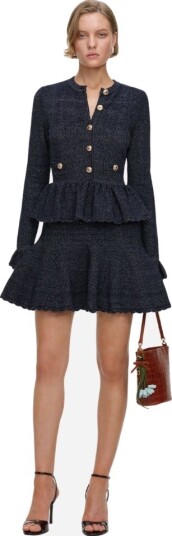 Self-Portrait Textured knit mini dress S blå dame Self-Portrait Textured knit mini dress S blå dame