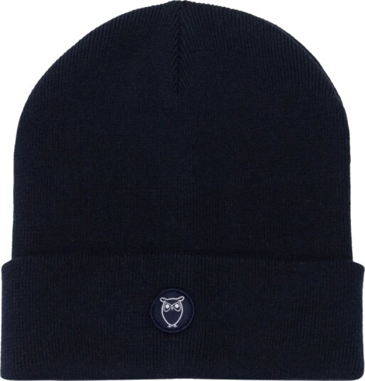 KnowledgeCotton Apparel Leaf Organic Wool Beanie OneSize, Total Eclipse
