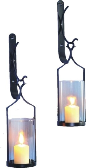 Vegglykt 2 pakke smijern 43cm vegglamper svart stearinlys lante Vegglykt 2 pakke smijern 43cm vegglamper svart stearinlys lante