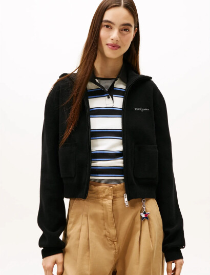 Tommy Jeans Tjw Cozy Script Cardigan - Black - L Tommy Jeans Tjw Cozy Script Cardigan - Black - L