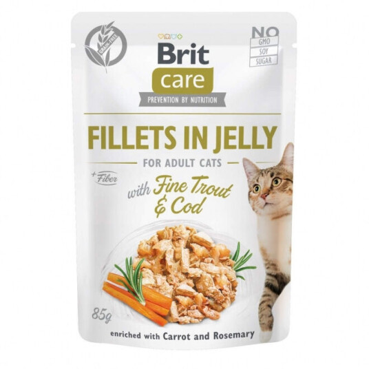 Brit Care Cat Jelly Ørret & Torsk Filé I Gelé 85 G