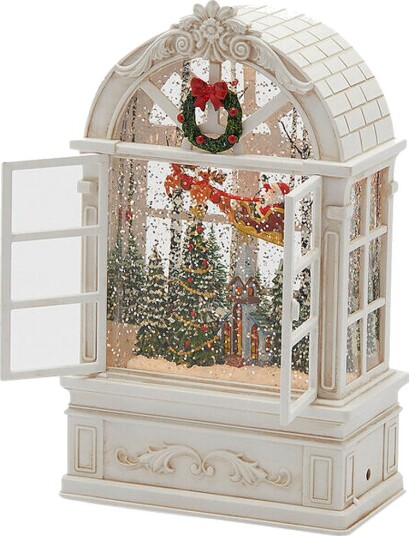 Spilledåse vindu med LED-lys 21×13×7 cm hvit