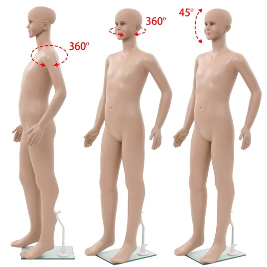 vidaXL Full-body barneutstillingsdukke med glassbase beige 140 cm