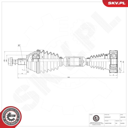 Esen Skv Drivaksel ESEN SKV 40SKV283