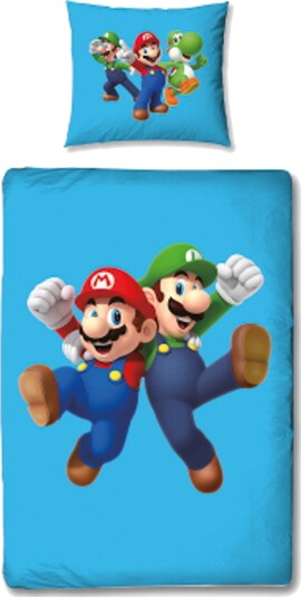 Licens Super Mario Sengetøy 140x200 cm Super Mario Brothers 2 i 1 design 100% bomull