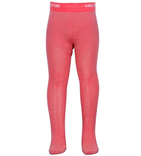 Melton Strømpebukser Rosa m. Glitter/Mønster 56/62 Strømpebukser 56 62