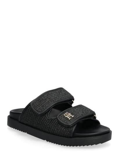 Tommy Hilfiger Double Strap Raffia Sandal Black 36