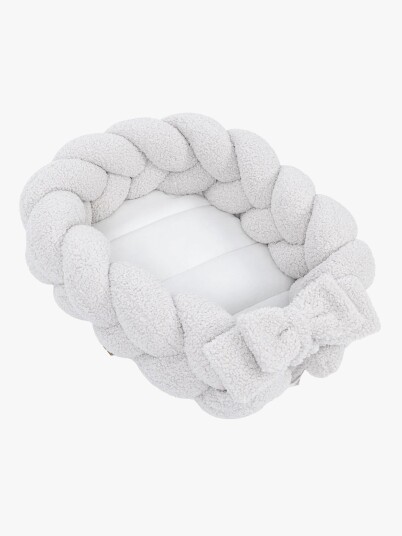 Meowbaby Bearly Babynest Med Flettet Beskyttelse Offwhite
