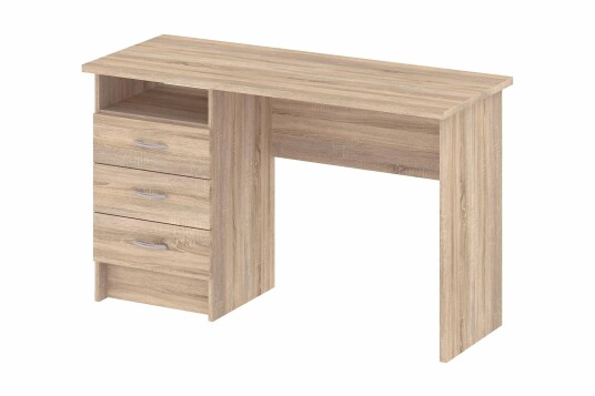 Skrivebord Praxia 120 cm med Oppbevaring Skuffer + Hylle Eik