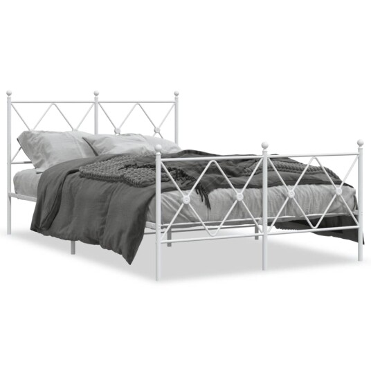  Sengeramme i metall med hode- og fotgavl hvit 120x200 cm 8721012374515