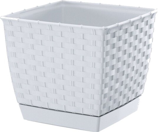 Prosperplast Kvadratisk Blomsterpotte Ratolla Square Drlk220-S449, Hvit, 21X21x19 Cm