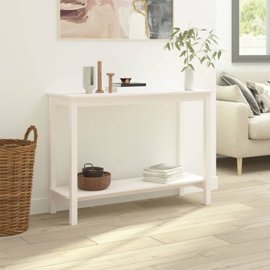 vidaXL Konsollbord hvit 110x40x80 cm heltre furu