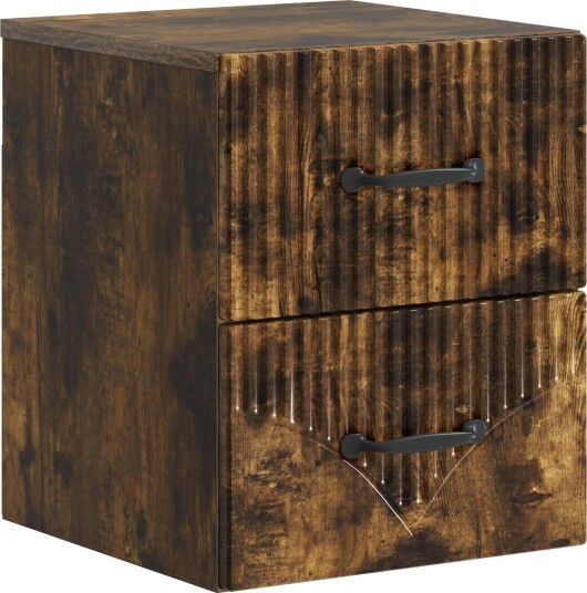  Vegghengt Nattbord Røkt Eik 34,5 x 33 x 40 cm Konstruert tre