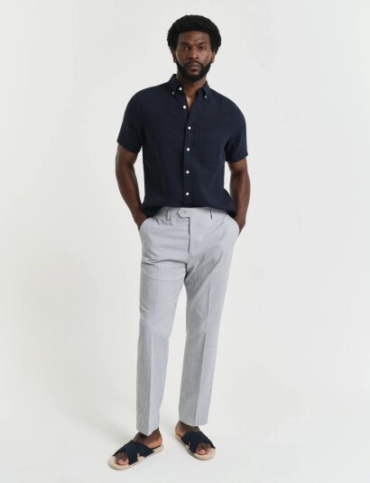 GANT Slim Tapered Seersucker Suit Pants Grey 46