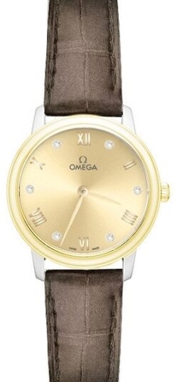 Omega Dameklokke 434.23.28.60.58.001 De Ville Prestige Gull/Lær