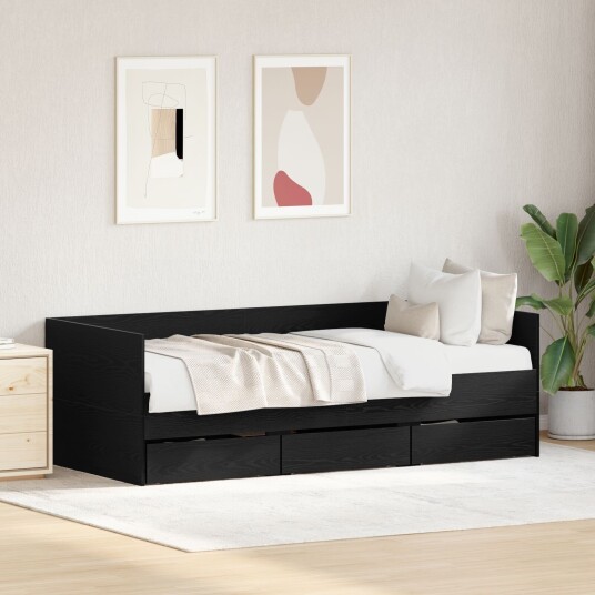 Dagbed Svart eik Konstruert tre 90 x 200 cm Solid Dagbed Dagbed Svart eik Konstruert tre 90 x 200 cm Solid Dagbed