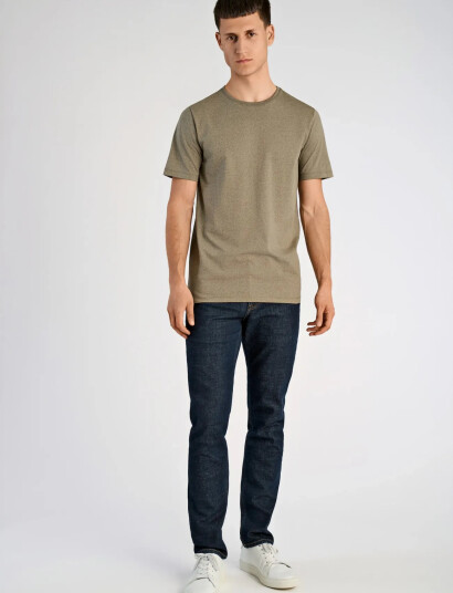 Lindbergh Mouliné O Neck Tee S/S Khaki green S