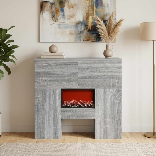 vidaXL Elektrisk peis Grå Sonoma 75 x 24,5 x 75 cm Konstruert tre