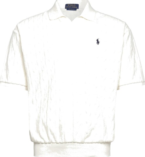 Polo Ralph Lauren Relaxed Fit Cabled Terry Polo Shirt   White   S