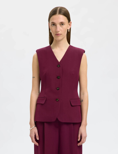 Selected Slffedora Vest Burgundy 38 Selected Slffedora Vest Burgundy 38